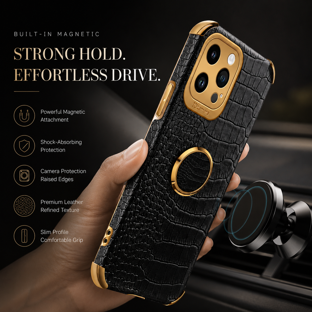 Premium iPhone Case Crocodile Leather Silicone Protective Cover Anti Scratch Lightweight Full Coverage Shockproof Camera Lens Guard Slim Anti Slip Design
