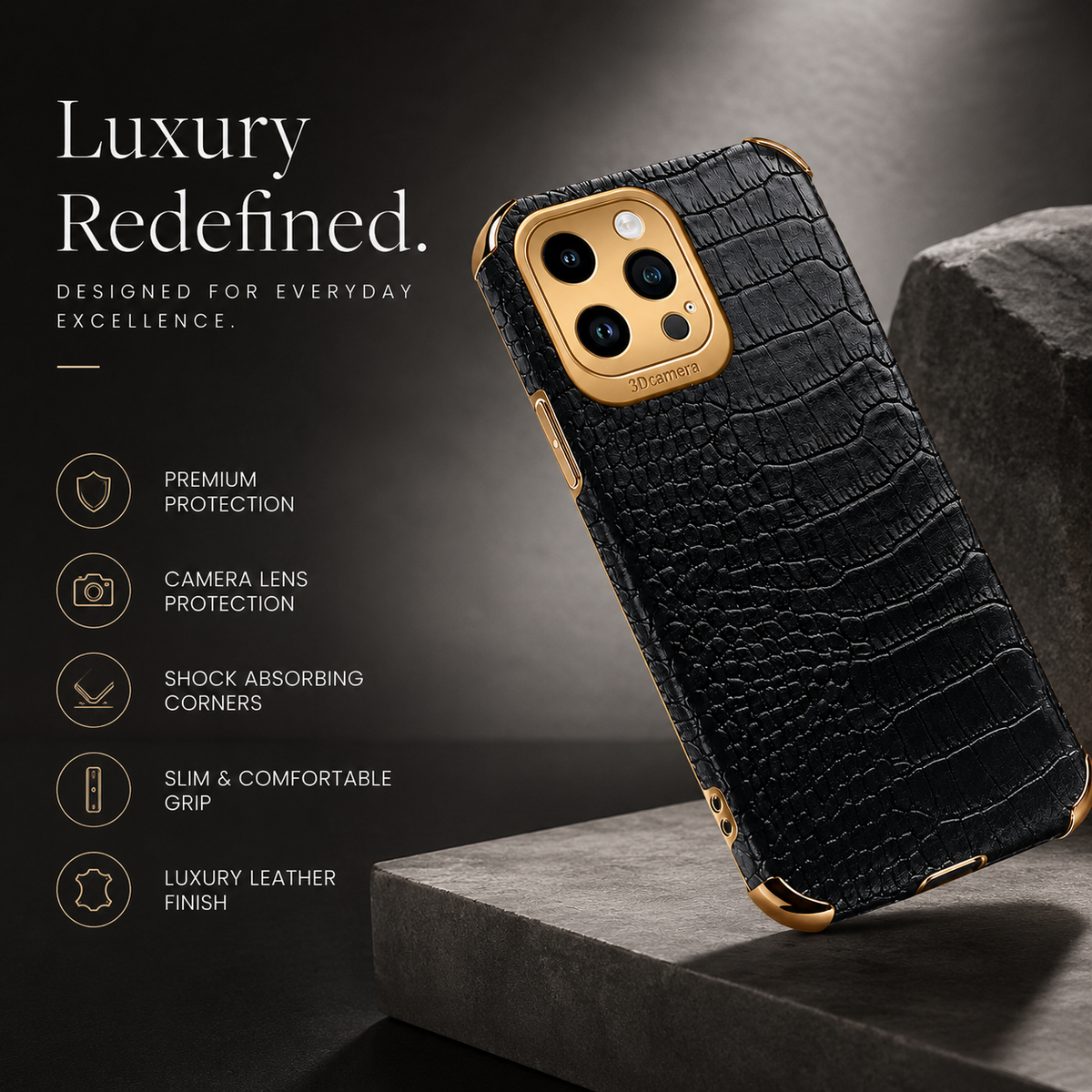 Premium iPhone Case Crocodile Leather Silicone Protective Cover Anti Scratch Lightweight Full Coverage Shockproof Camera Lens Guard Slim Anti Slip Design