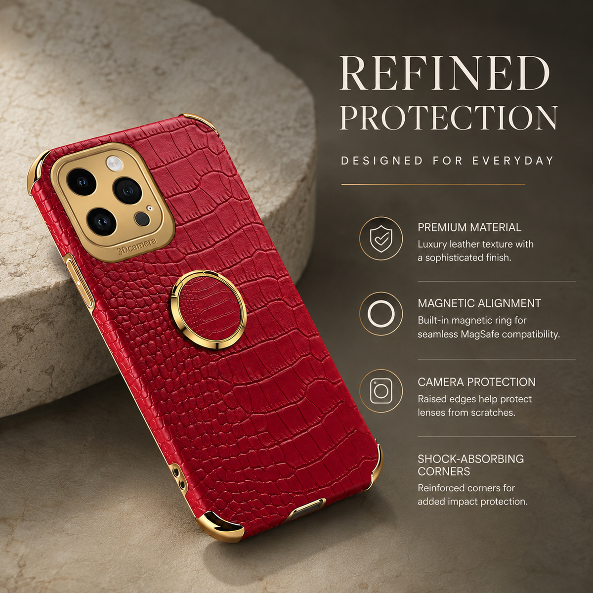 Premium iPhone Case Crocodile Leather Silicone Protective Cover Anti Scratch Lightweight Full Coverage Shockproof Camera Lens Guard Slim Anti Slip Design