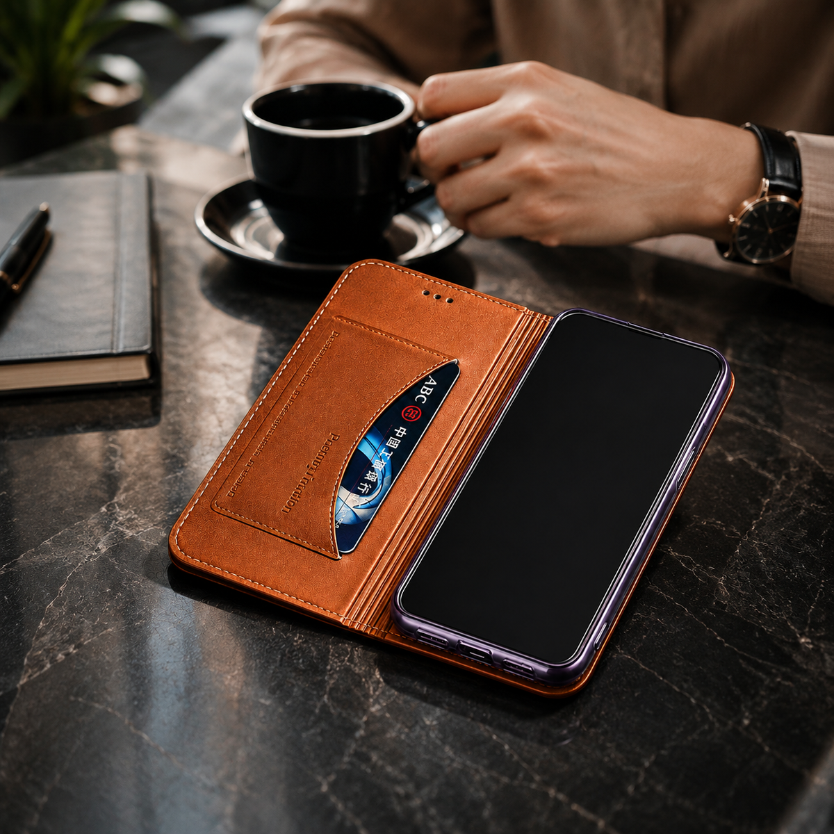 Premium iPhone Case Crocodile Texture Genuine Leather Flip Cover Card Pocket Non Slip Shockproof Full Protection Slim Elegant Magnetic Closure Design
