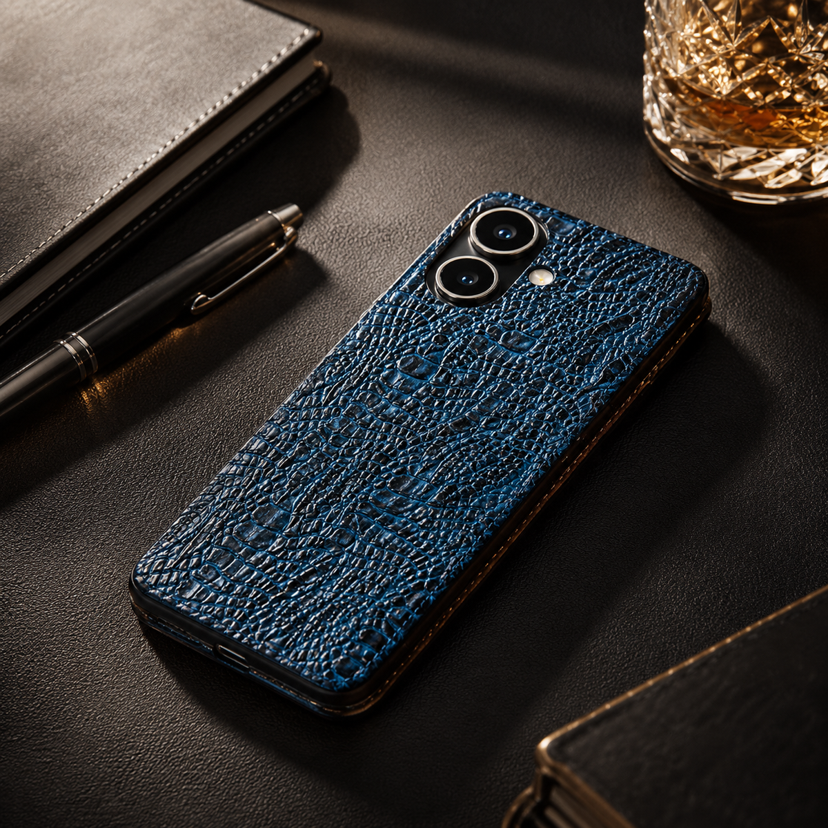 Premium iPhone Case Crocodile Texture Genuine Leather Flip Cover Card Pocket Non Slip Shockproof Full Protection Slim Elegant Magnetic Closure Design