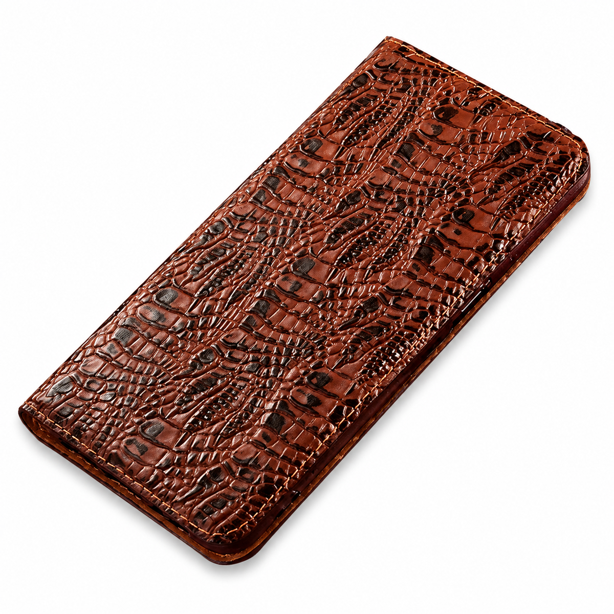 Premium iPhone Case Crocodile Texture Genuine Leather Flip Cover Card Pocket Non Slip Shockproof Full Protection Slim Elegant Magnetic Closure Design
