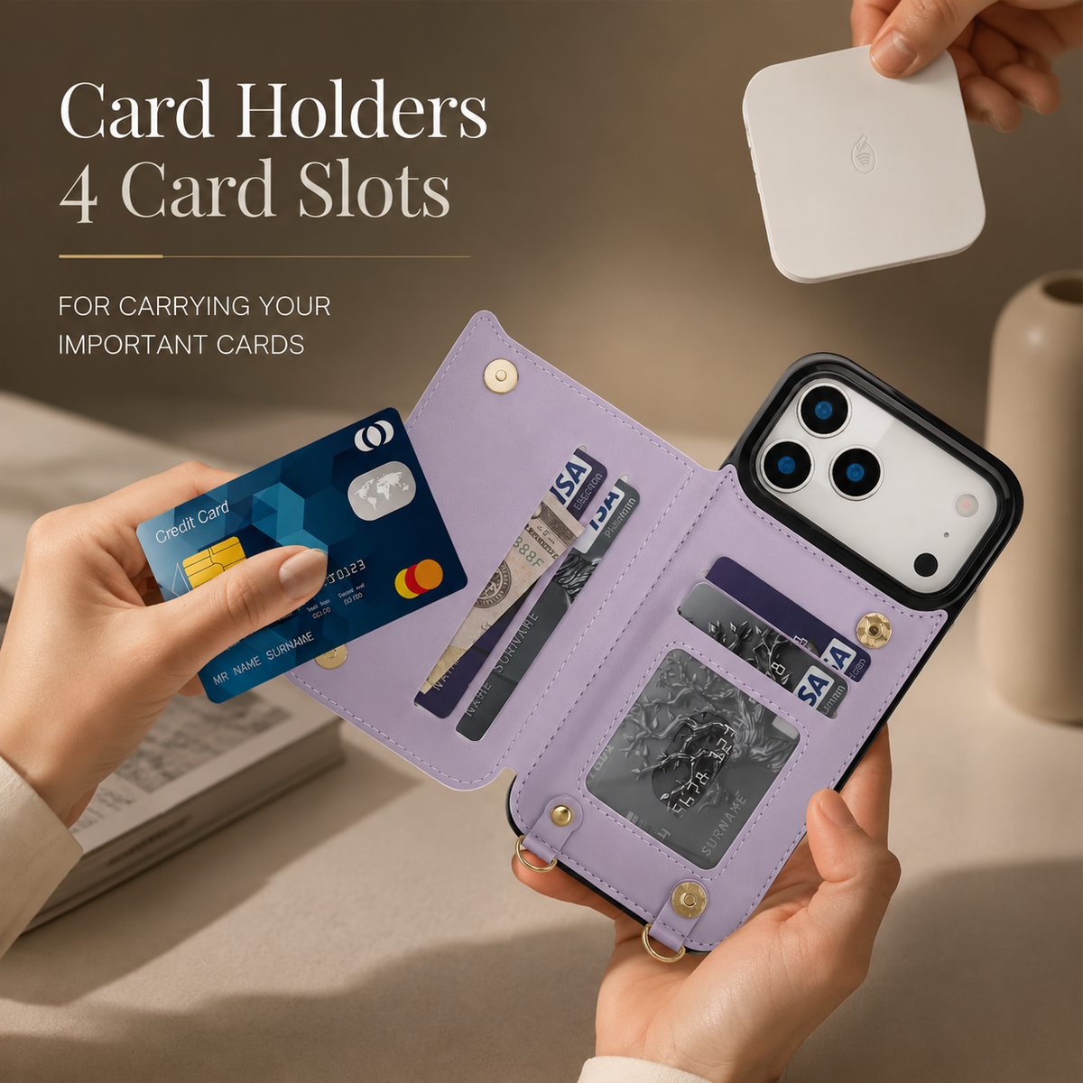 Premium iPhone Case Crossbody Leather RFID Wallet Card Holder Zipper Pocket Lanyard Shockproof Protective Cover Anti Fingerprint Anti Scratch Secure Storage