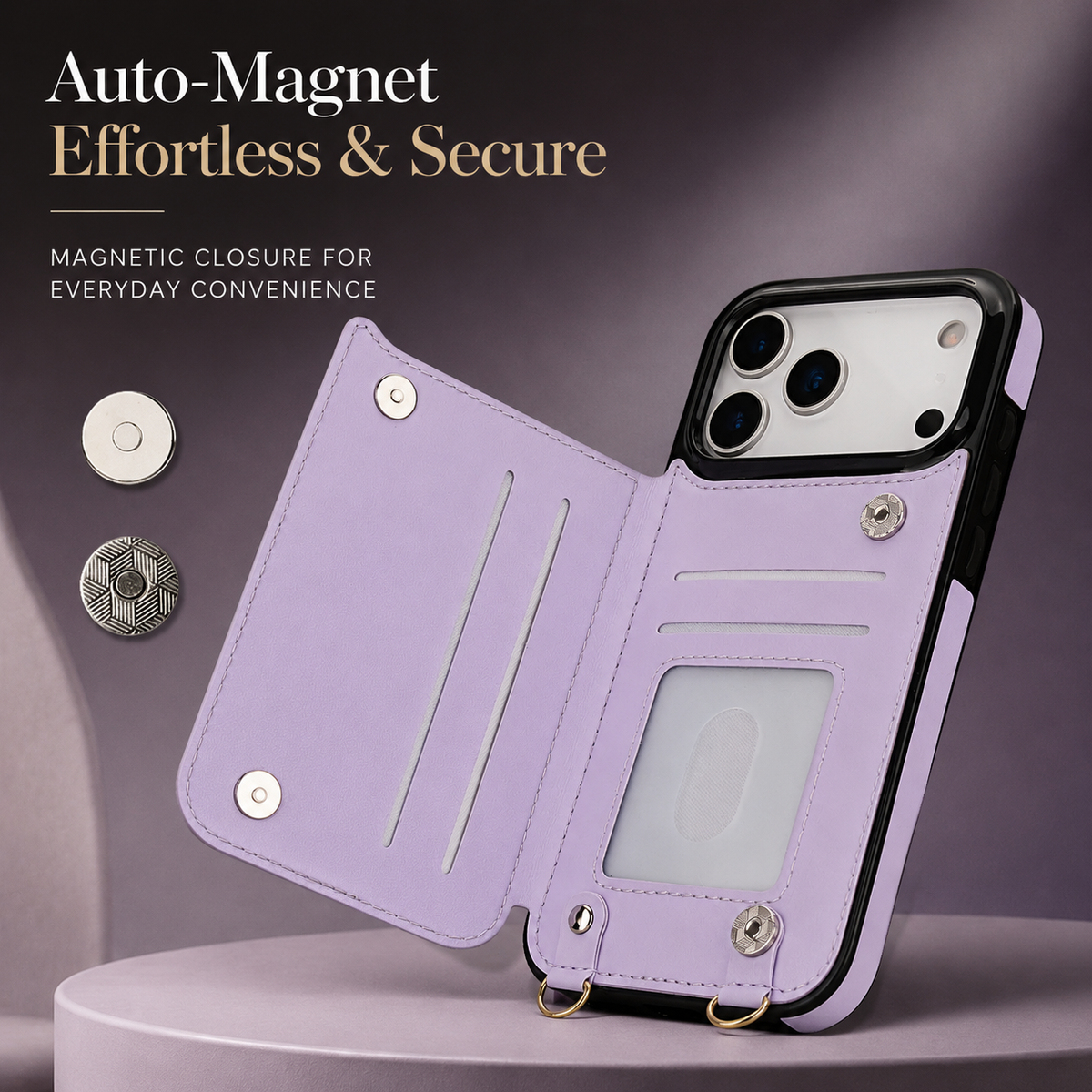 Premium iPhone Case Crossbody Leather RFID Wallet Card Holder Zipper Pocket Lanyard Shockproof Protective Cover Anti Fingerprint Anti Scratch Secure Storage