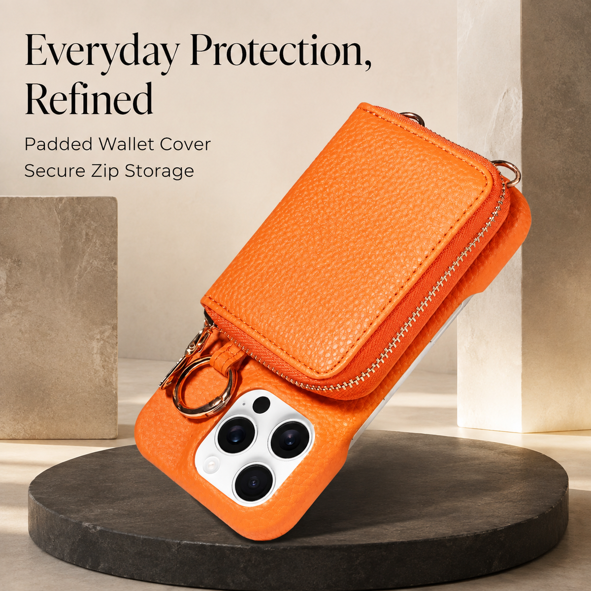 Premium iPhone Case Crossbody Leather Wallet Card Holder Ring Kickstand Lanyard Shockproof Protective Cover Anti Scratch Non Slip Slim Secure Storage
