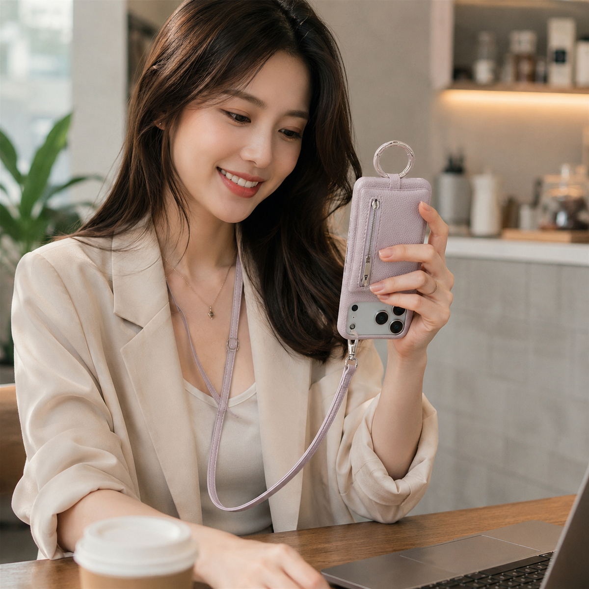 Premium iPhone Case Crossbody Leather Zippered Wallet Card Holder Protective Cover Shockproof Anti Scratch Strap Storage Slim Travel Phone Case Design