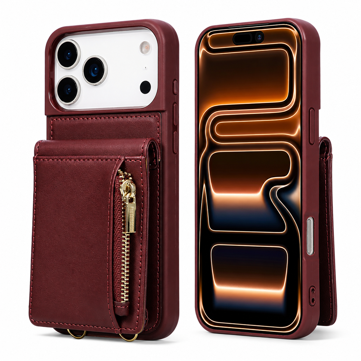 Premium iPhone Case Crossbody PU Leather Flip Wallet Card Holder Lanyard Stand Storage Shockproof Protective Cover Slim Travel Phone Case Design Cover