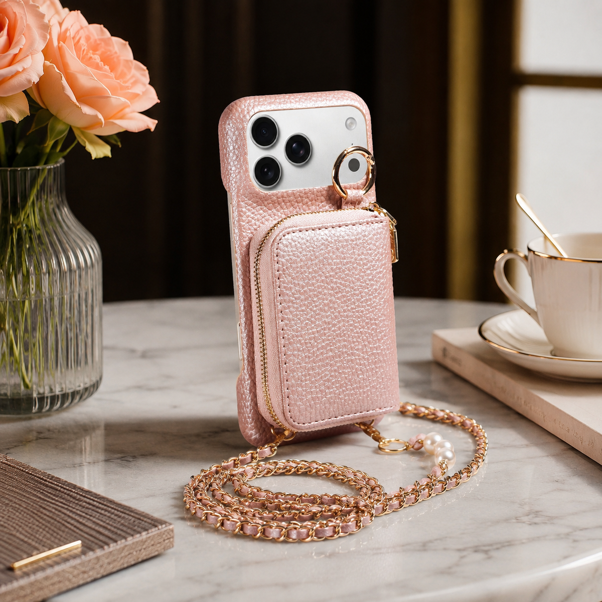 Premium iPhone Case Crossbody PU Leather Wallet Card Holder Shockproof Protective Cover Strap Storage Slim Business Soft Touch Phone Case