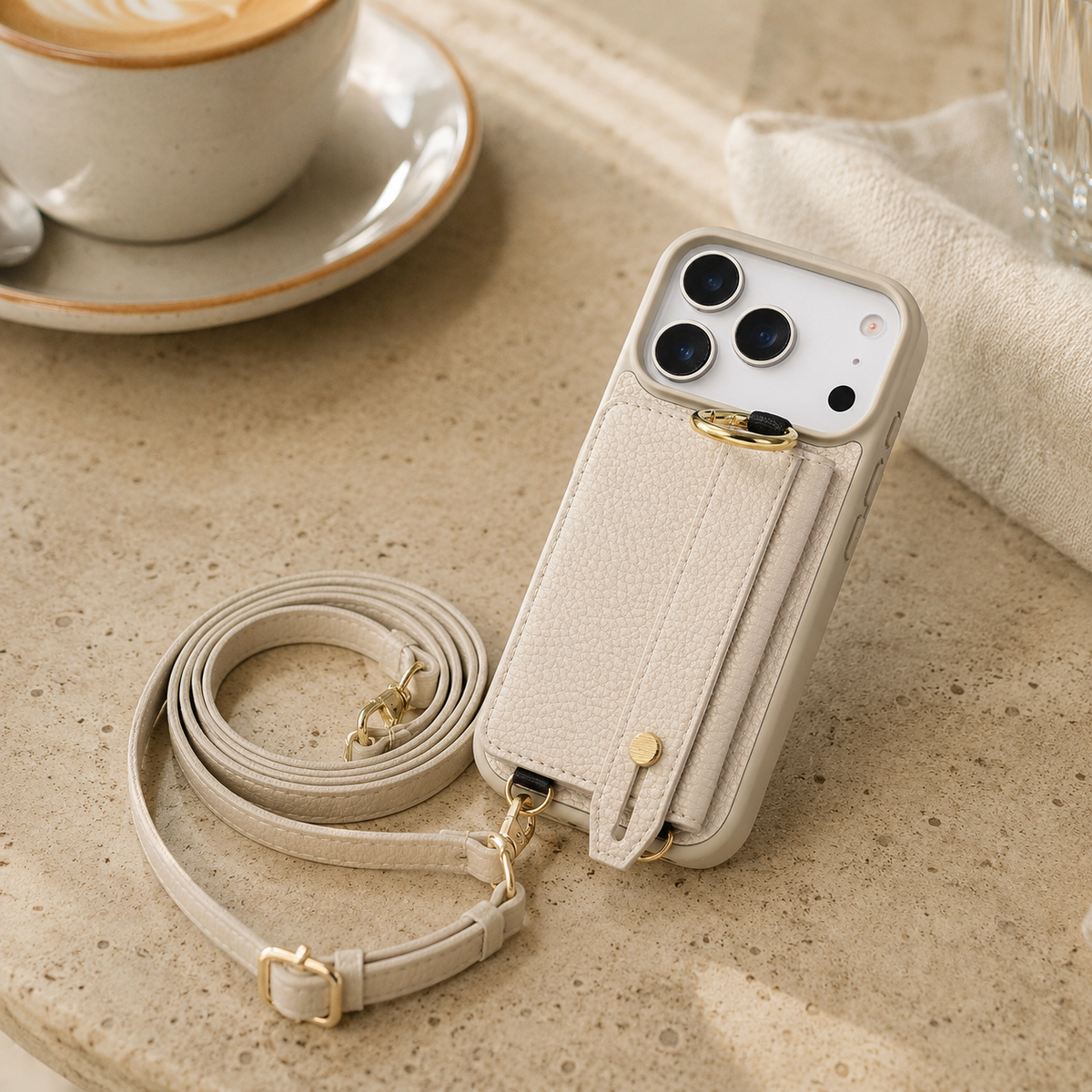 Premium iPhone Case Crossbody PU Leather Wallet Cash Card Holder Mirror Kickstand Lanyard Shockproof Storage Non Slip Protective Phone Cover Case