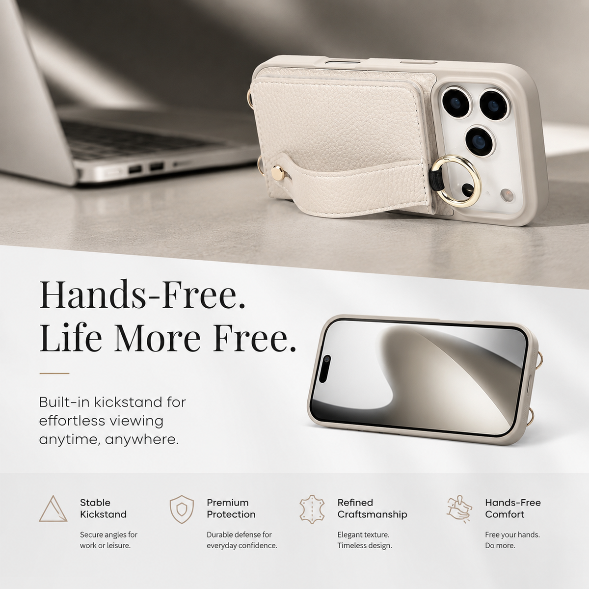 Premium iPhone Case Crossbody PU Leather Wallet Cash Card Holder Mirror Kickstand Lanyard Shockproof Storage Non Slip Protective Phone Cover Case