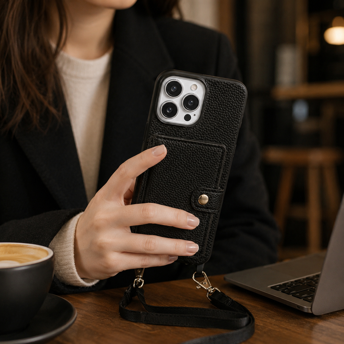 Premium iPhone Case Crossbody Wallet Cover PU Leather Card Holder Coin Pocket RFID Protection Magnetic Closure Shoulder Strap Shockproof Full Protection Slim Design