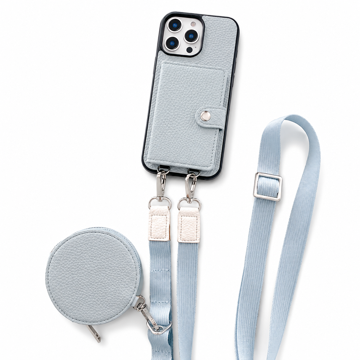 Premium iPhone Case Crossbody Wallet Cover PU Leather Card Holder Coin Pocket RFID Protection Magnetic Closure Shoulder Strap Shockproof Full Protection Slim Design