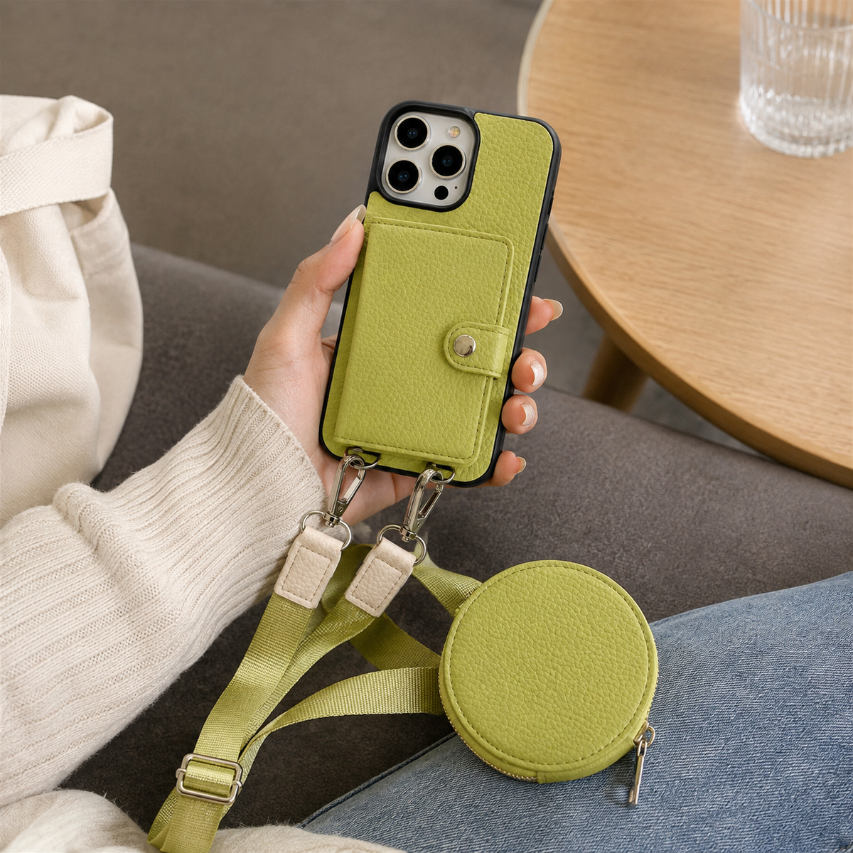 Premium iPhone Case Crossbody Wallet Cover PU Leather Card Holder Coin Pocket RFID Protection Magnetic Closure Shoulder Strap Shockproof Full Protection Slim Design