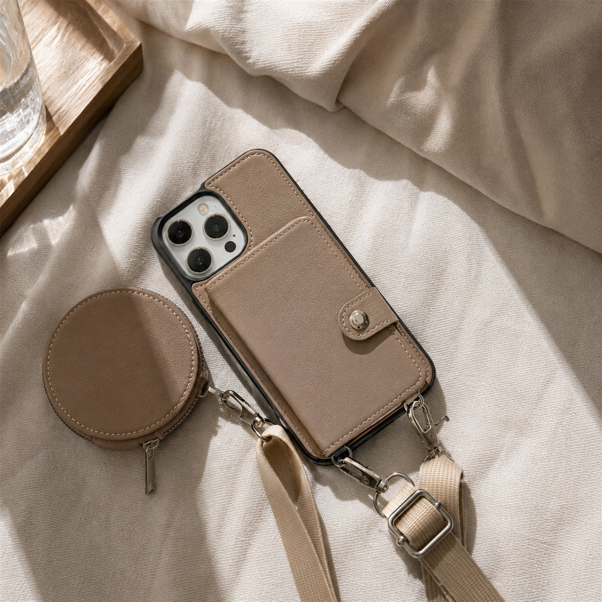 Premium iPhone Case Crossbody Wallet Cover PU Leather Card Holder Coin Pocket RFID Protection Magnetic Closure Shoulder Strap Shockproof Full Protection Slim Design
