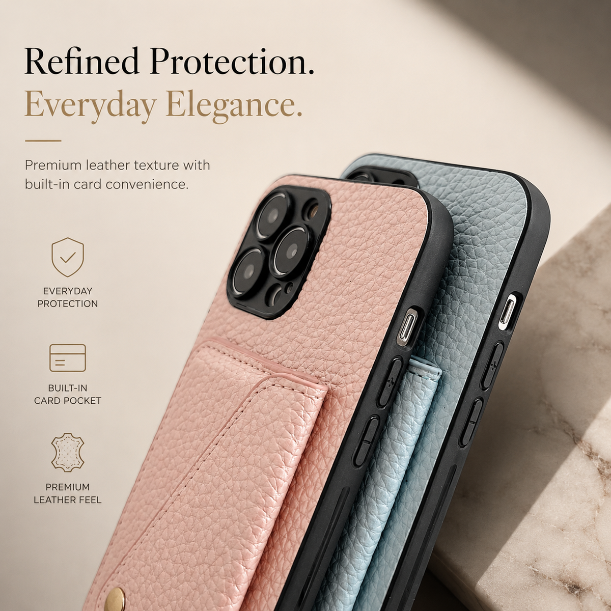 Premium iPhone Case Crossbody Wallet PU Leather Card Holder Lanyard Chain Strap Shockproof Protective Cover Non Slip Slim Lightweight Full Coverage
