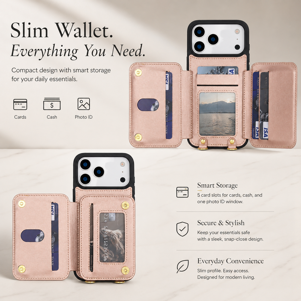 Premium iPhone Case Crossbody Zipper Leather Wallet Card Slots Protective Cover Shockproof Storage Strap Anti Scratch Slim Travel Phone Case Design