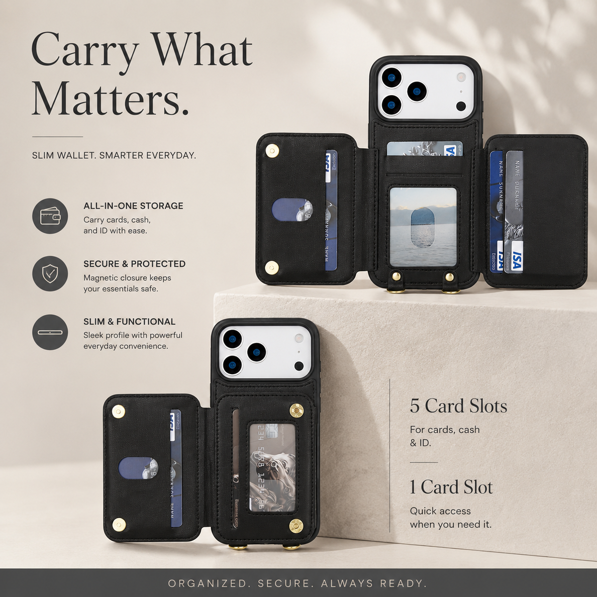 Premium iPhone Case Crossbody Zipper Leather Wallet Card Slots Protective Cover Shockproof Storage Strap Anti Scratch Slim Travel Phone Case Design