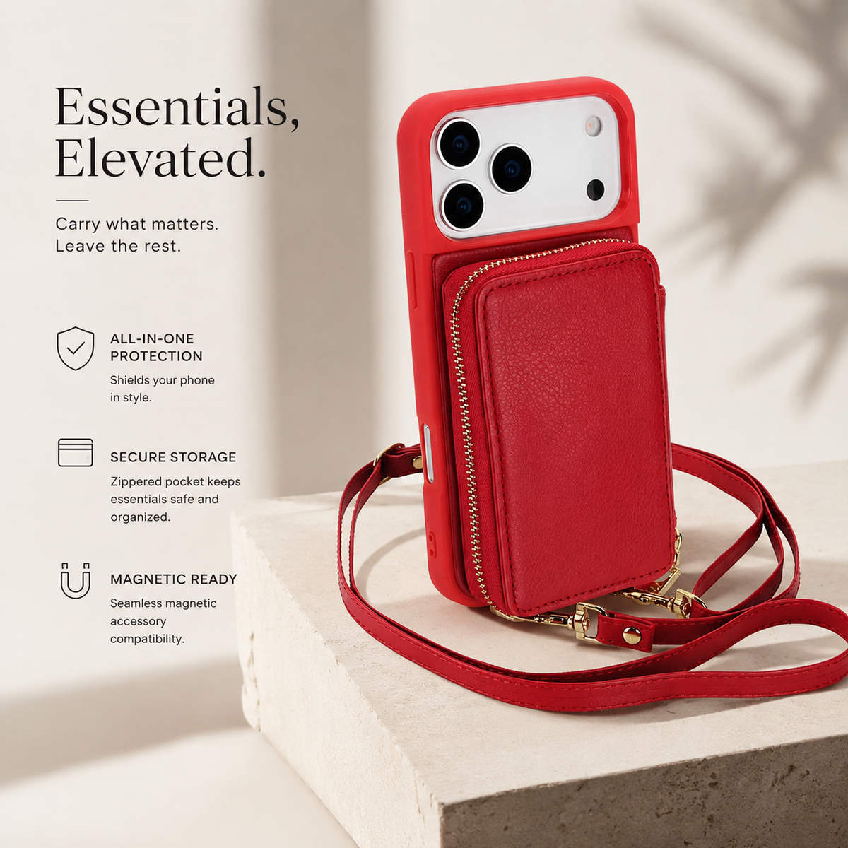 Premium iPhone Case Crossbody Zipper Leather Wallet RFID Card Slot Flip Cover Strap Protective Storage Shockproof Anti Scratch Phone Case