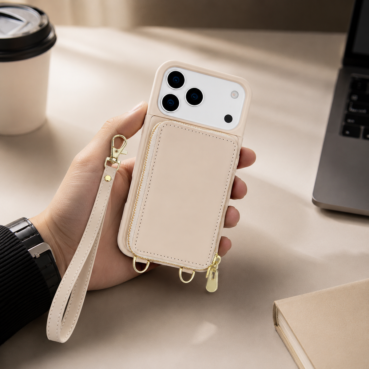Premium iPhone Case Crossbody Zipper Leather Wallet RFID Card Slot Flip Cover Strap Protective Storage Shockproof Anti Scratch Phone Case