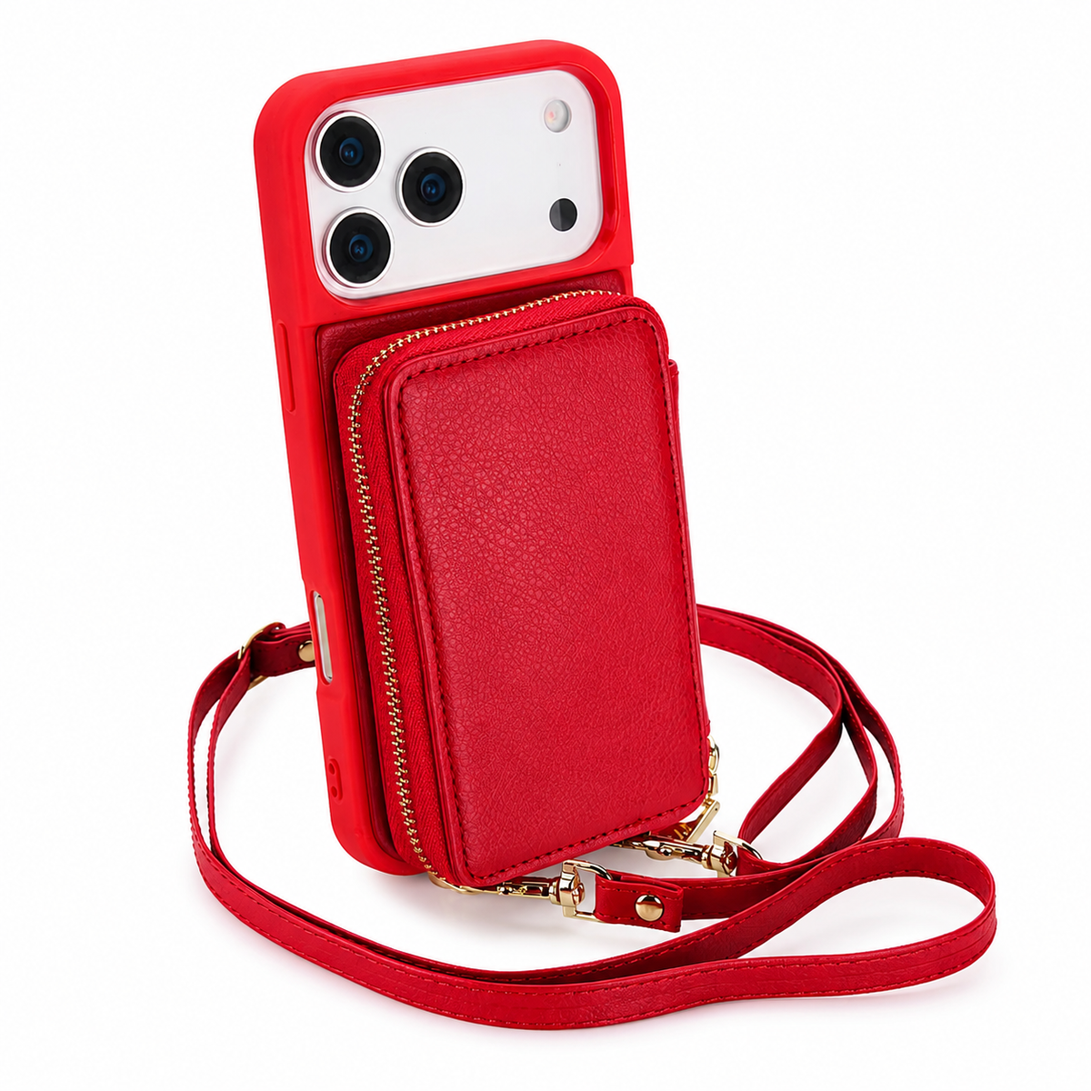 Premium iPhone Case Crossbody Zipper Leather Wallet RFID Card Slot Flip Cover Strap Protective Storage Shockproof Anti Scratch Phone Case