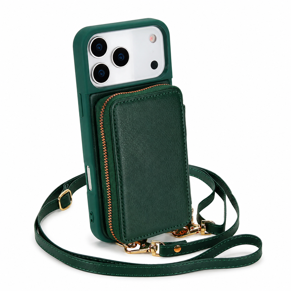 Premium iPhone Case Crossbody Zipper Leather Wallet RFID Card Slot Flip Cover Strap Protective Storage Shockproof Anti Scratch Phone Case