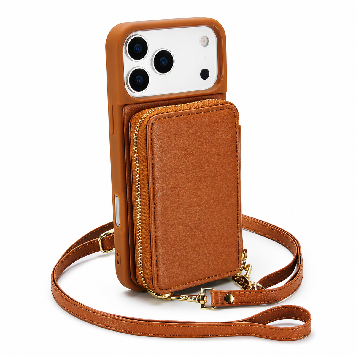 Premium iPhone Case Crossbody Zipper Leather Wallet RFID Card Slot Flip Cover Strap Protective Storage Shockproof Anti Scratch Phone Case