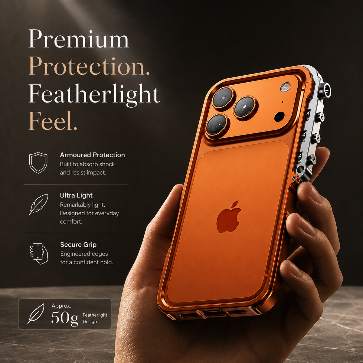 Premium iPhone Case Cyberpunk Aluminum Alloy Mechanical Bumper Shockproof Metal Frame Heavy Duty Drop Protection Camera Lens Guard Rugged Slim Design