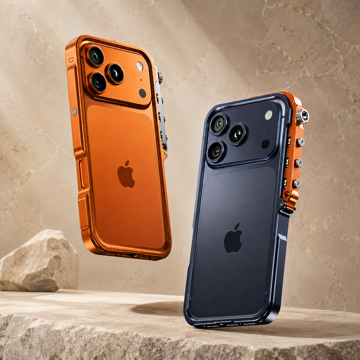 Premium iPhone Case Cyberpunk Aluminum Alloy Mechanical Bumper Shockproof Metal Frame Heavy Duty Drop Protection Camera Lens Guard Rugged Slim Design
