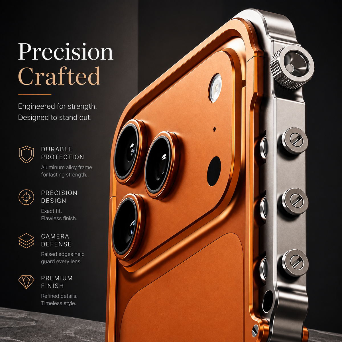 Premium iPhone Case Cyberpunk Aluminum Alloy Mechanical Bumper Shockproof Metal Frame Heavy Duty Drop Protection Camera Lens Guard Rugged Slim Design