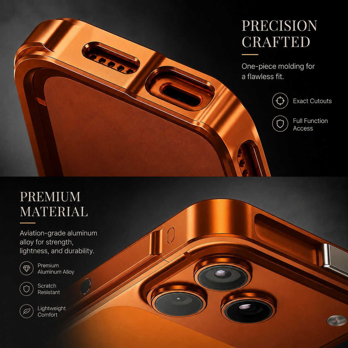 Premium iPhone Case Cyberpunk Aluminum Alloy Mechanical Bumper Shockproof Metal Frame Heavy Duty Drop Protection Camera Lens Guard Rugged Slim Design