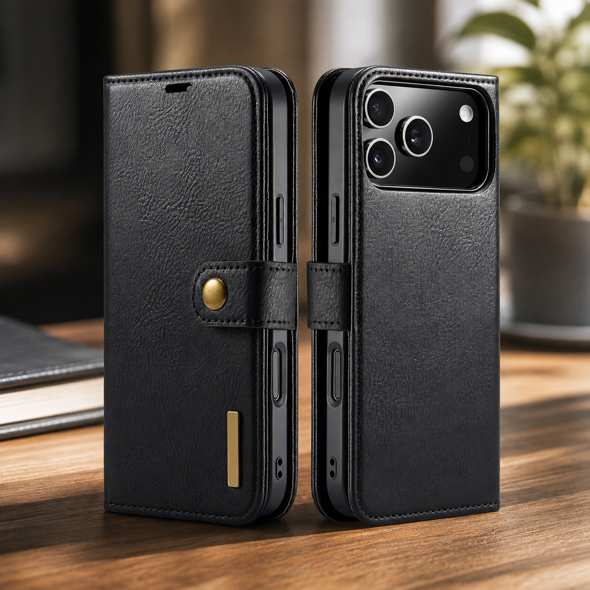 Premium iPhone Case Detachable Magnetic Leather Wallet Card Holder Flip Protective Cover Full Coverage Anti Scratch Slim Secure Closure Everyday Storage