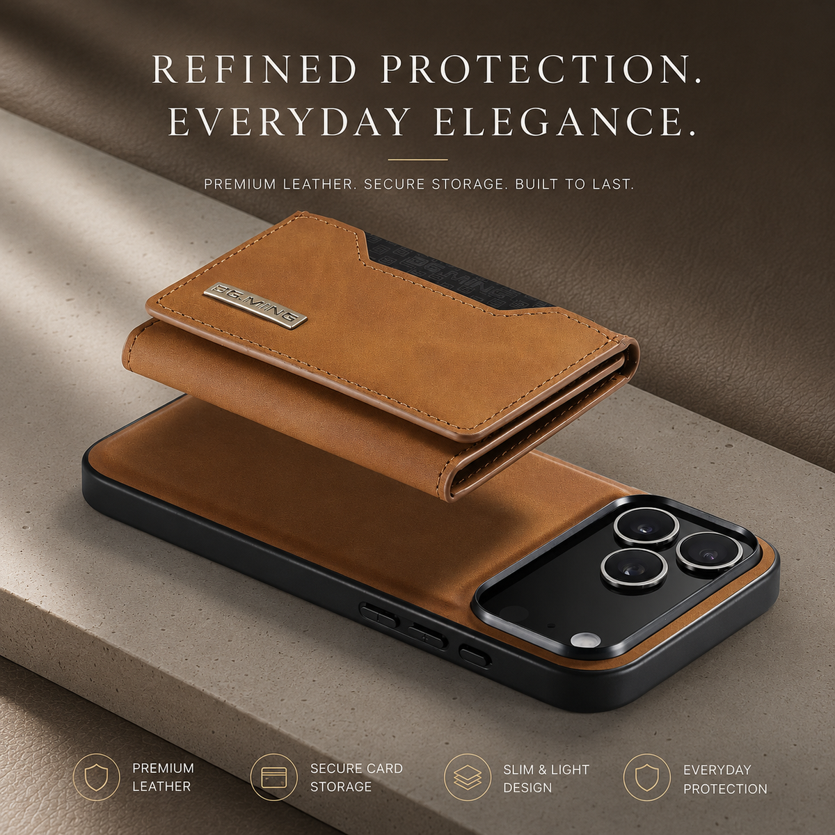Premium iPhone Case Detachable Magnetic Leather Wallet Card Holder Kickstand Protective Cover Full Coverage Anti Scratch Slim Folio Secure Storage
