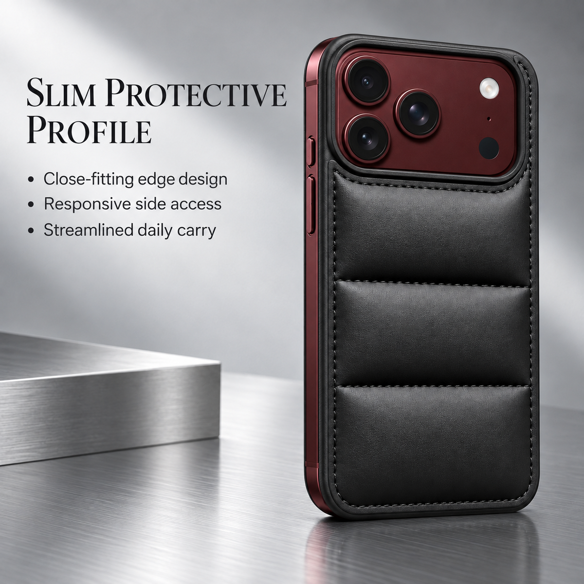 Premium iPhone Case Down Jacket Puffer Style Solid Color Shockproof Anti Drop Non Slip Water Resistant Foldable Protective Phone Cover Case Design