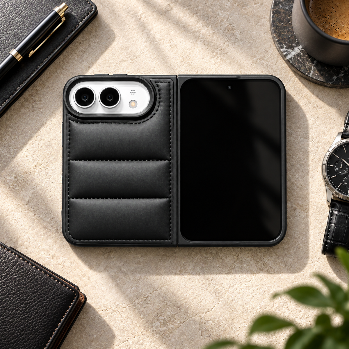 Premium iPhone Case Down Jacket Puffer Style Solid Color Shockproof Anti Drop Non Slip Water Resistant Foldable Protective Phone Cover Case Design