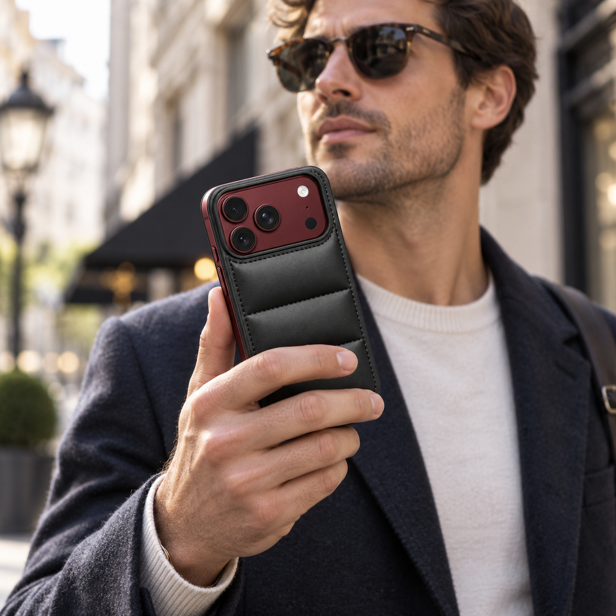 Premium iPhone Case Down Jacket Puffer Style Solid Color Shockproof Anti Drop Non Slip Water Resistant Foldable Protective Phone Cover Case Design