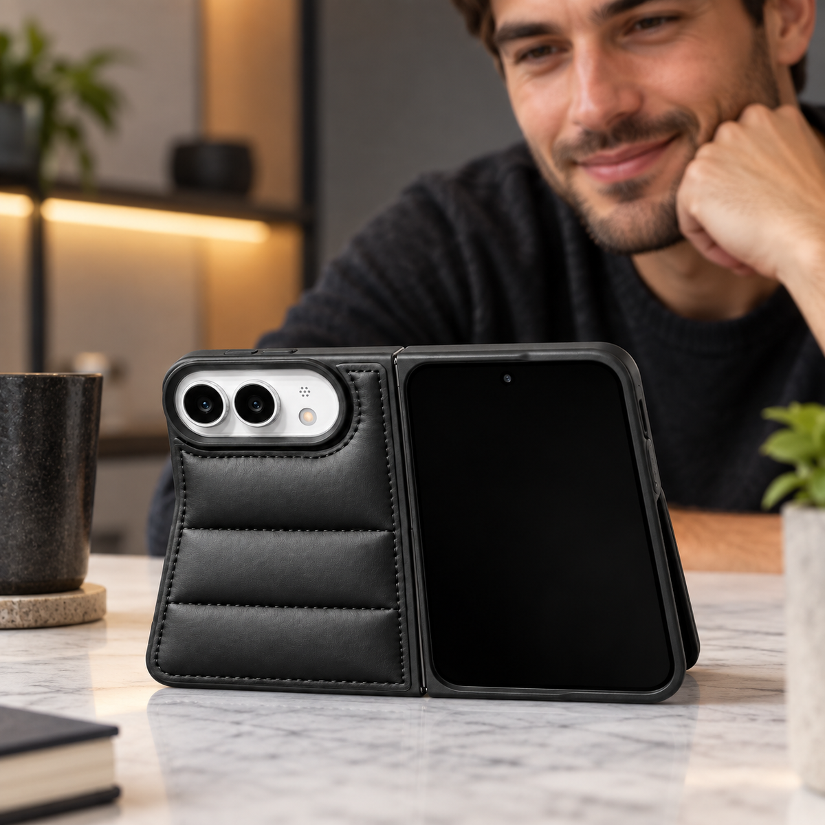 Premium iPhone Case Down Jacket Puffer Style Solid Color Shockproof Anti Drop Non Slip Water Resistant Foldable Protective Phone Cover Case Design