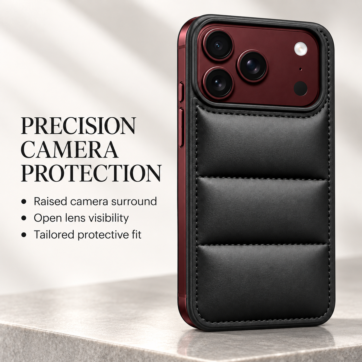 Premium iPhone Case Down Jacket Puffer Style Solid Color Shockproof Anti Drop Non Slip Water Resistant Foldable Protective Phone Cover Case Design