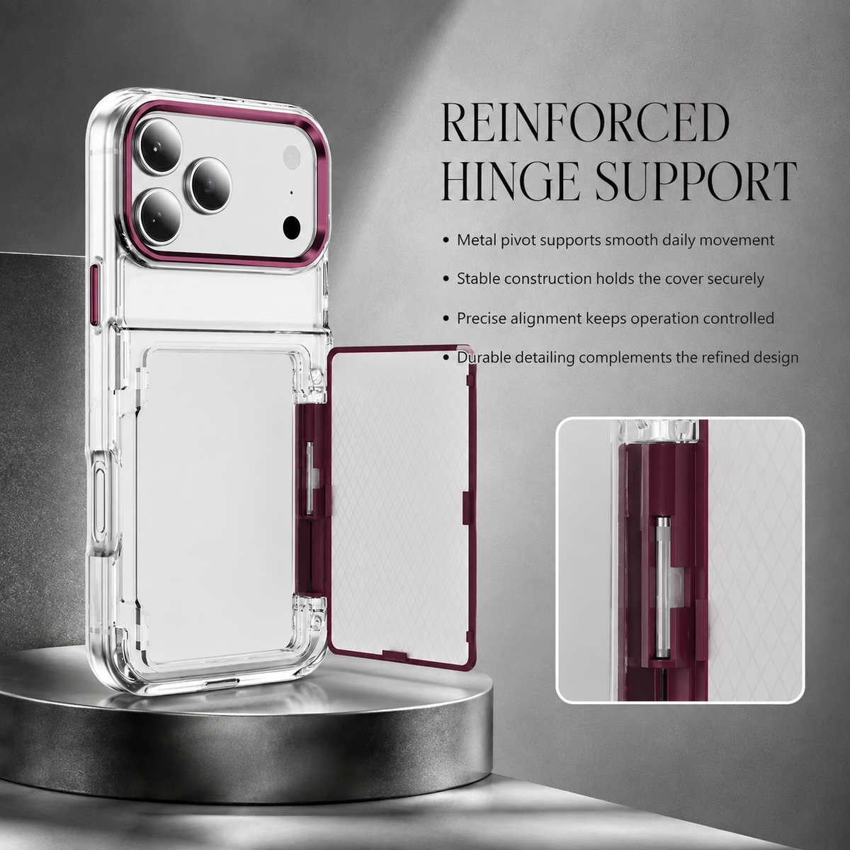 Premium iPhone Case Dual Card Slot Transparent Wallet Holder Shockproof Hard PC Anti Scratch Non Slip Lightweight Protective Back Cover Case Design