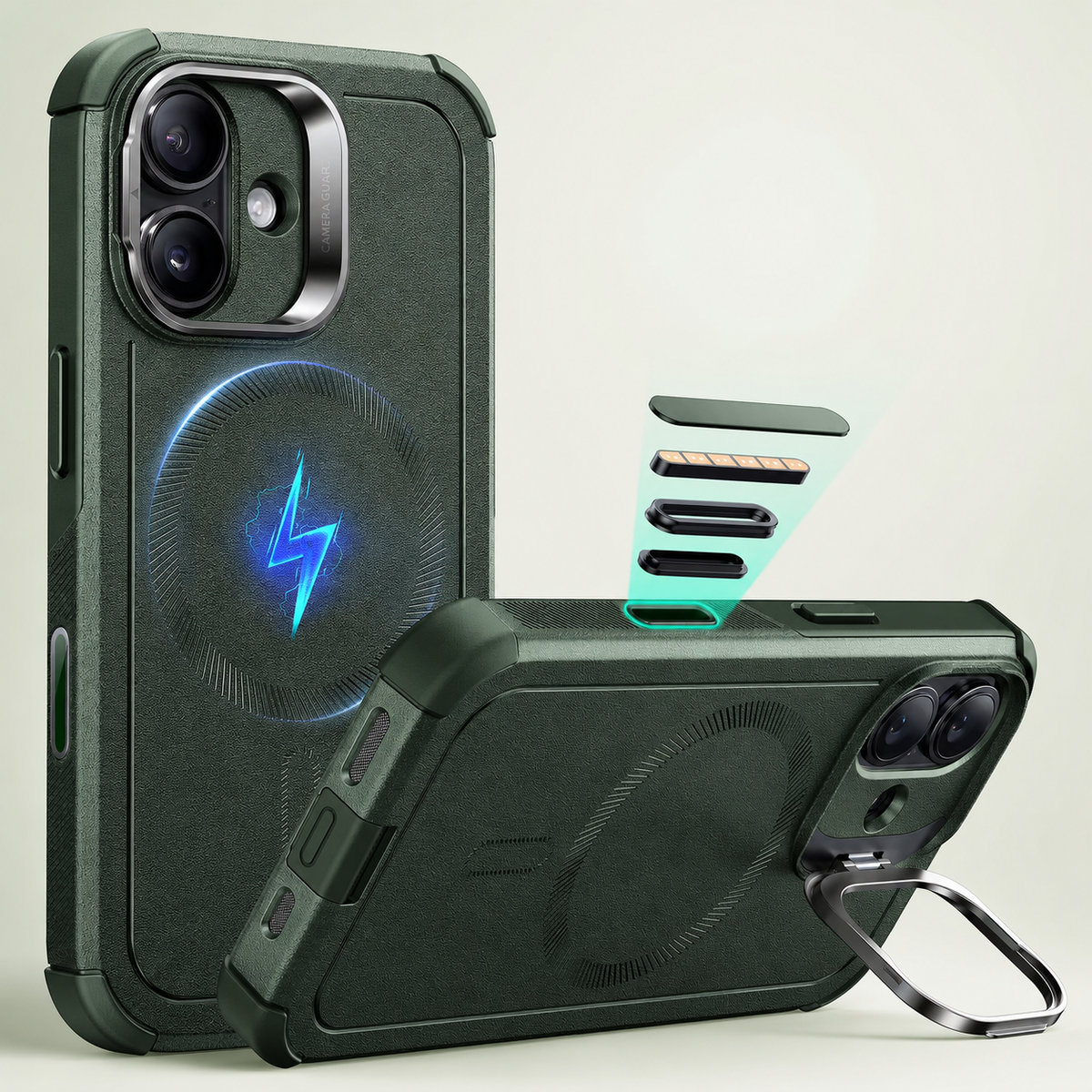 Premium iPhone Case ESR Magnetic Military Grade Stash Stand Shockproof PC TPU Anti Scratch Matte Non Slip MagSafe Protective Bumper Cover Case Design