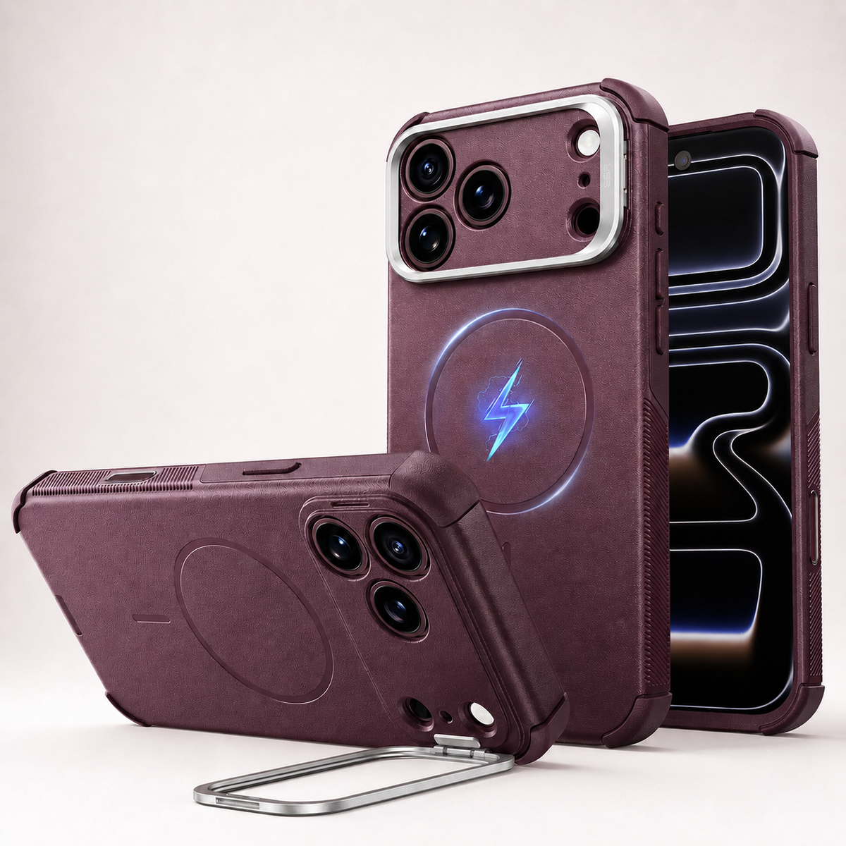 Premium iPhone Case ESR Magnetic Military Grade Stash Stand Shockproof PC TPU Anti Scratch Matte Non Slip MagSafe Protective Bumper Cover Case Design