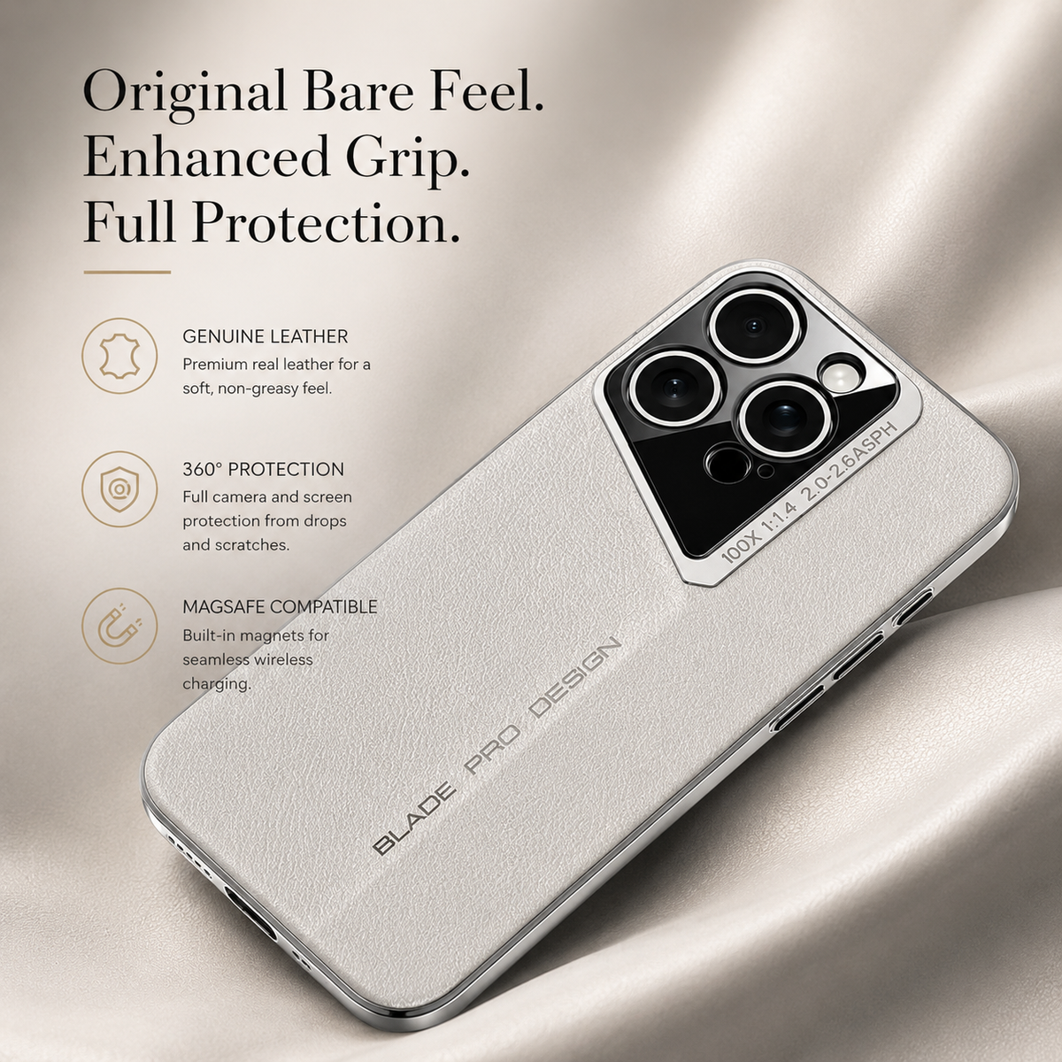 Premium iPhone Case Electroplated Genuine Leather Shockproof Protective Cover Hard Back Slim Design Camera Lens Protection Anti Slip Grip