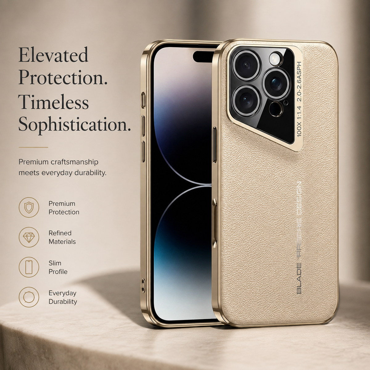 Premium iPhone Case Electroplated Genuine Leather Shockproof Protective Cover Hard Back Slim Design Camera Lens Protection Anti Slip Grip