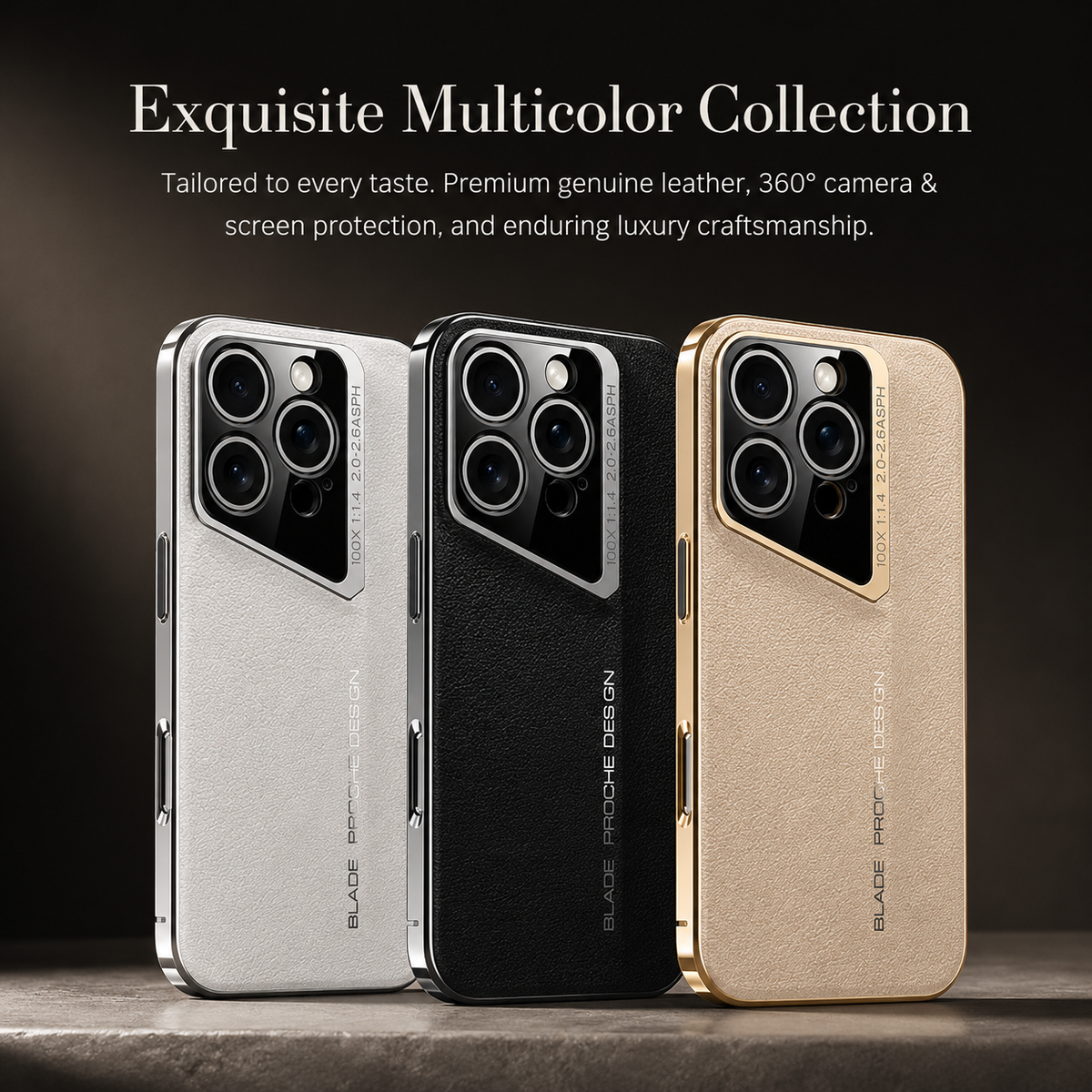 Premium iPhone Case Electroplated Genuine Leather Shockproof Protective Cover Hard Back Slim Design Camera Lens Protection Anti Slip Grip