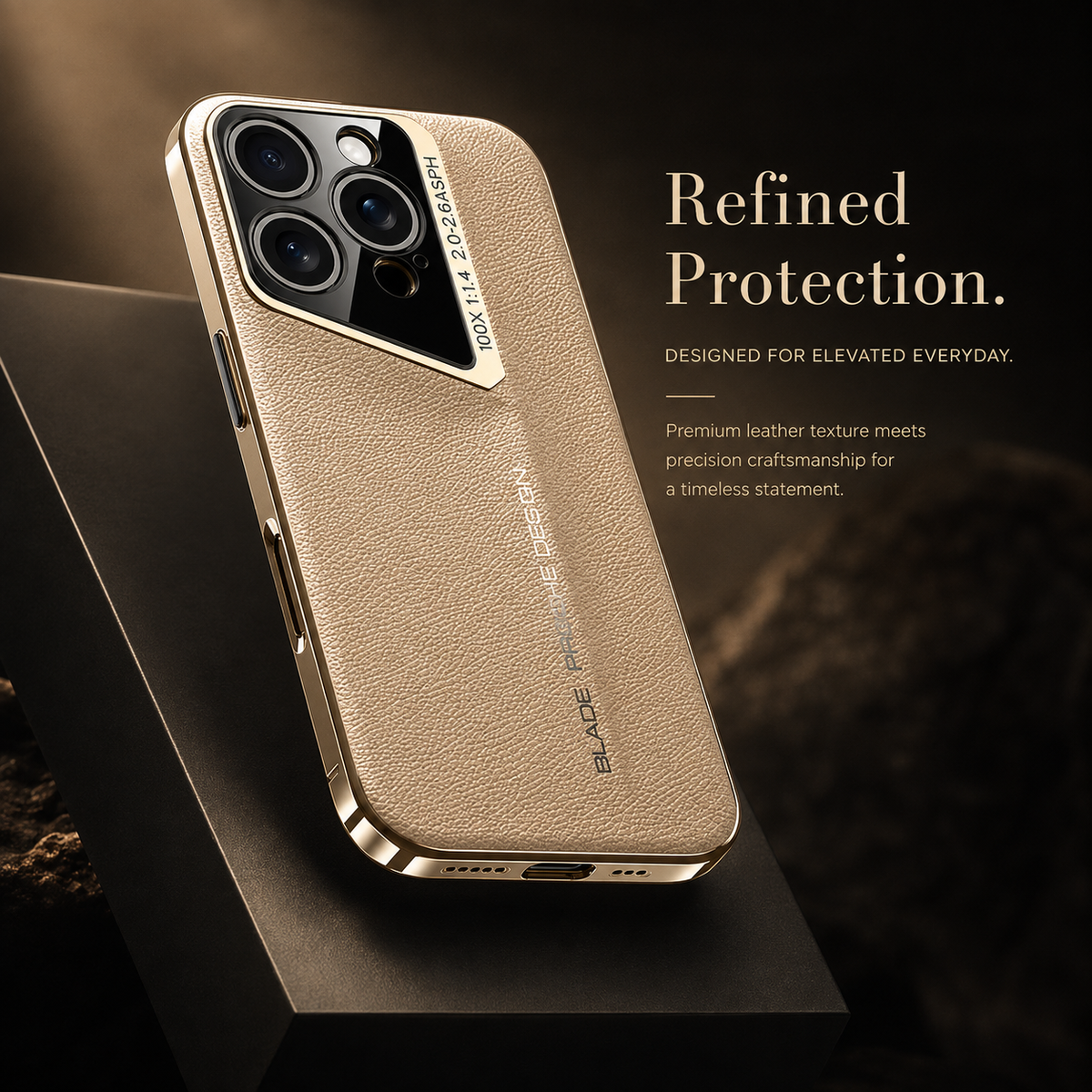 Premium iPhone Case Electroplated Genuine Leather Shockproof Protective Cover Hard Back Slim Design Camera Lens Protection Anti Slip Grip