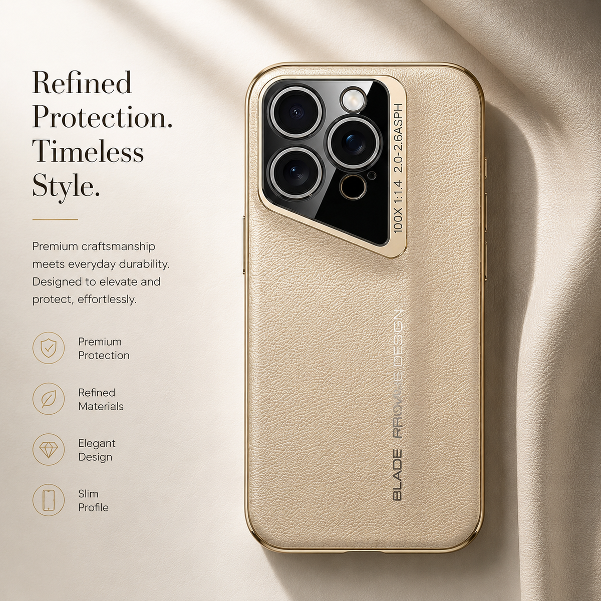 Premium iPhone Case Electroplated Genuine Leather Shockproof Protective Cover Hard Back Slim Design Camera Lens Protection Anti Slip Grip
