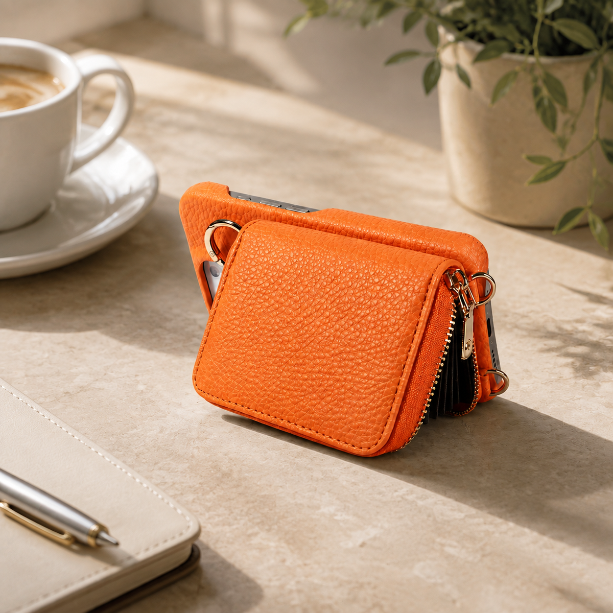 Premium iPhone Case Faux Leather Crossbody Wallet Cover Card Slots Ring Holder Shoulder Strap Shockproof Full Protection Slim Elegant Stand Design