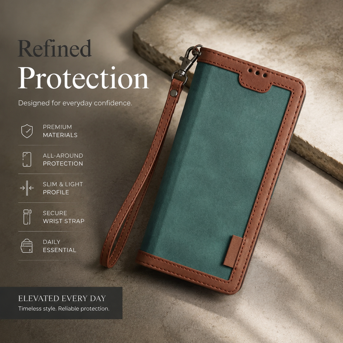 Premium iPhone Case Flip Wallet MagSafe Compatible Genuine Leather Magnetic Closure Card Holder Shockproof Protective Cover Camera Lens Protection Slim Design