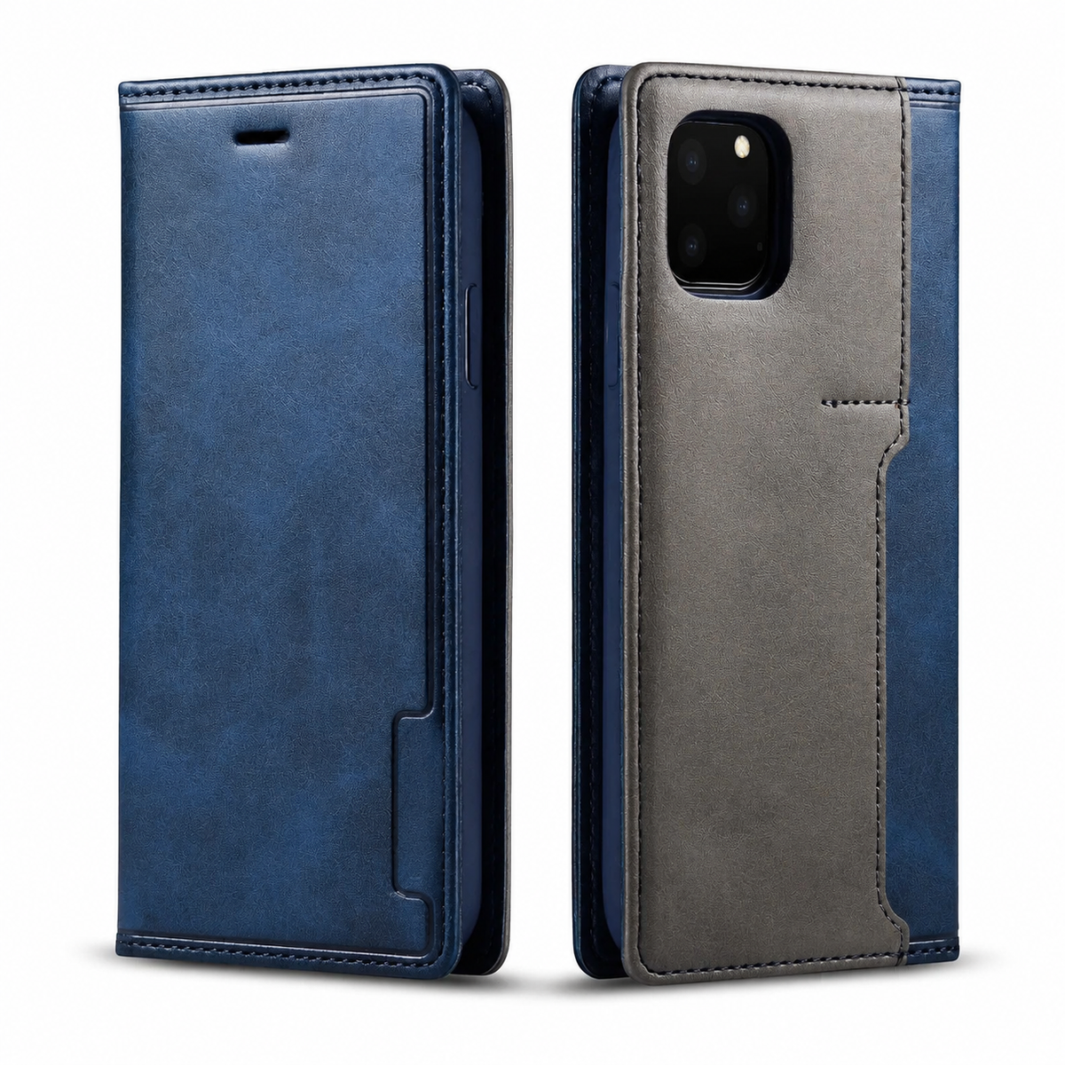 Premium iPhone Case Flip Wallet MagSafe Compatible Genuine Leather Magnetic Closure Card Holder Shockproof Protective Cover Camera Lens Protection Slim Design