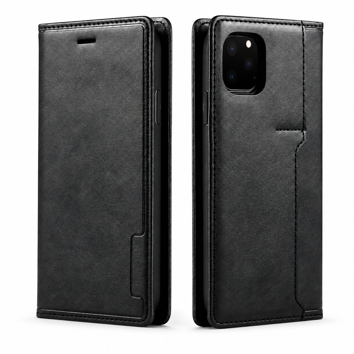 Premium iPhone Case Flip Wallet MagSafe Compatible Genuine Leather Magnetic Closure Card Holder Shockproof Protective Cover Camera Lens Protection Slim Design
