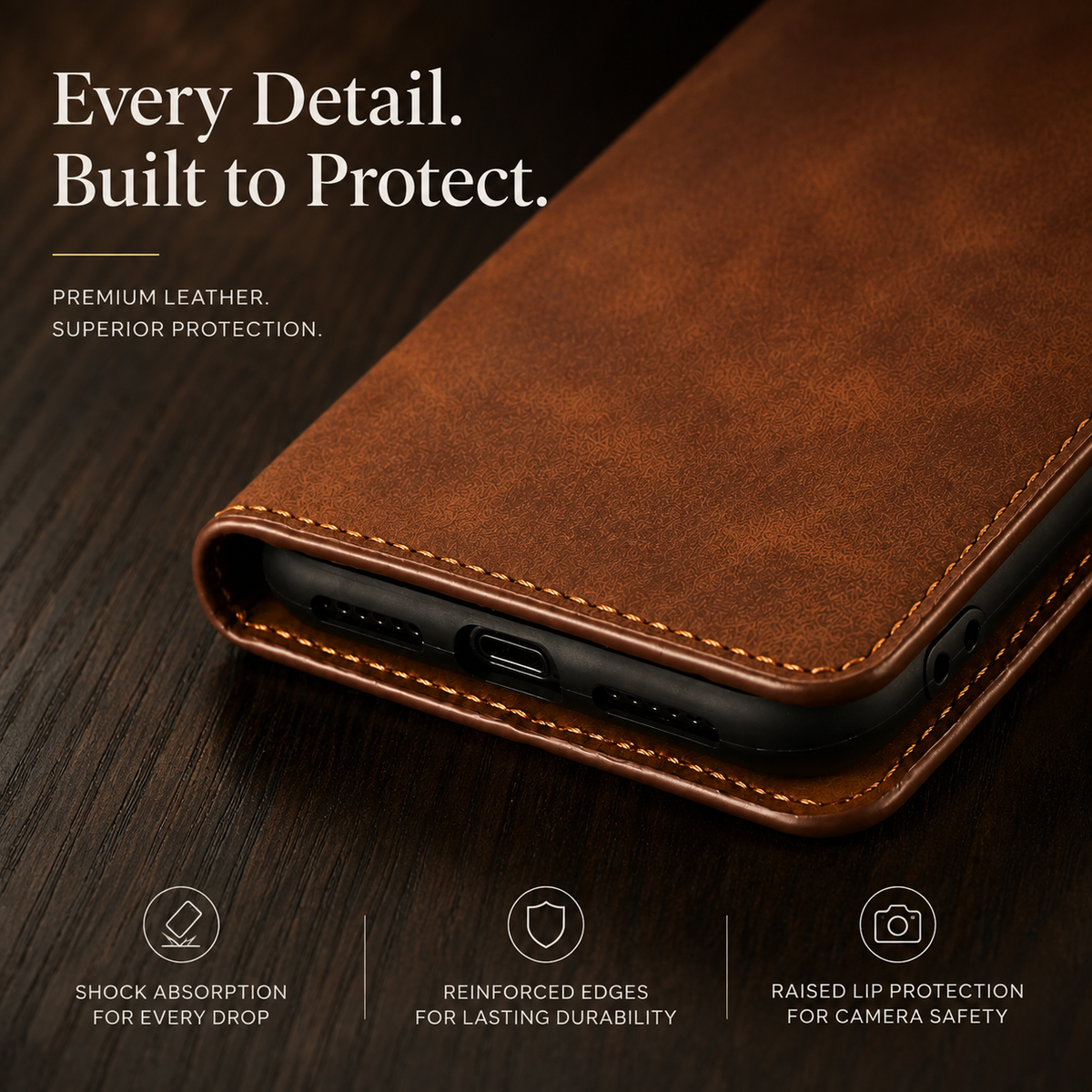 Premium iPhone Case Flip Wallet MagSafe Compatible Leather Card Holder Magnetic Closure Shockproof Protective Cover Camera Lens Protection Stand Function